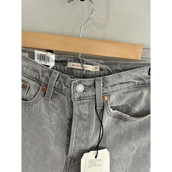 $98 Levis Jeans Womens 27 X 26 Gray Wedgie Straight High Rise Button Fly Denim - Picture 4 of 5